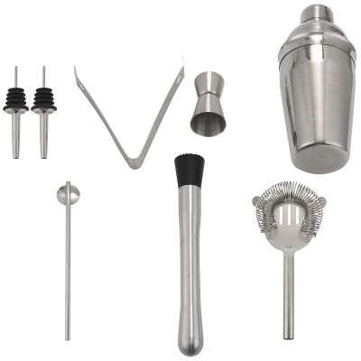 Stainless Steel Cocktail Shaker Bar Set Tools With Martini Mixer Double Measuring Jigger/Mixing Spoon/Liquor Pourers/Muddler/Strainer And Ice Tongs Professional Bar Accessories