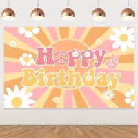 Groovy Happy Birthday Backdrop Banner Retro Hippie Daisy Flower Girl Birthday Party Decorations Photo Prop Wall Decor Background