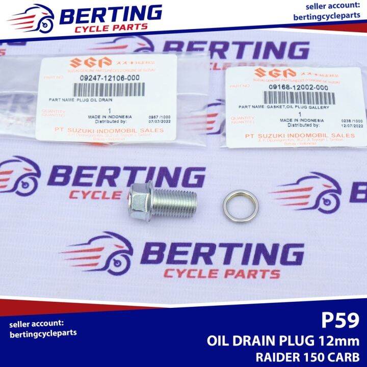 SGP OIL DRAIN PLUG W/ GASKET 12MM Suzuki Raider 150 Carb Gixxer 250