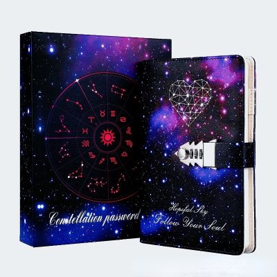 A5 Twelve Constellations with Lock Notebook Office Meeting Records Study Notes Password Book Boys and Girls Holiday Gift Notepad
