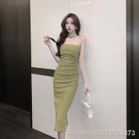 【hot】﹍℗  girl strapless dress hanging neck backless slit