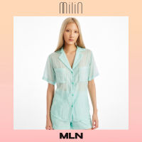 [MILIN] Collared V neckline short sleeve shirt เสื้อเชิ้ตคอปกแขนสั้น / Sensuous Top