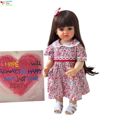 Lacchia Toys ตุ๊กตารีสตาร์ทสำหรับเด็กผู้หญิง,ขนาด55ซม. ชุด DIY ตุ๊กตาเจ้าหญิงกับชุดเดรสลายดอกไม้ Barbiepink สำหรับเป็นของขวัญ