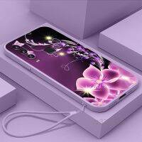 Casing For VIVO Y11 Y12 Y15 Y17 Y19 Y21 Y21S Y33 Y33S Y33T Y21A Y22 Y22S 2022 4G purple rose New 2023 Mobile Phone Case straight edge liquid silicone protective cover With Free lanyard