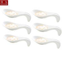 6pcs Set Fish Shaped Spoon Dinner Snack Sauce White Porcelain Dish Hotel Breakfast Buffet Ceramic Wasabi Tableware Oil Dispenser