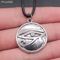 2 Colors 27mm Eye Of Horus Pendant Faux Black Leather Rope Chain Necklace