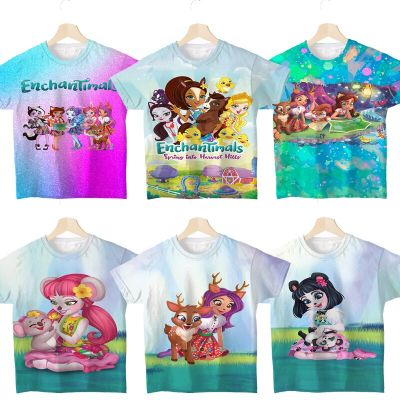 Children Toys Enchantimals 3D Print T Shirts Boys Girls Cute Cartoon T-shirts Summer Kids Tshirts Toddler Short Sleeves Tee Tops