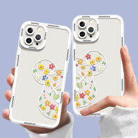 Flower Bear Case Case Compatible for IPhone 13 12 11 Pro XS Max X XR 8 7 6 6S Plus Soft Casing Silicone Transparent Shockproof TPU Cover