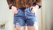 HCM jean shorts female casual canvas Mem min T0125
