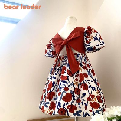 Bear Leader 3-11 Year Old Baby Floral Dress 2022 New Summer Children S Western Style Princess Skirt Girls Backless Skirt