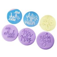 ❆ MR MRS Lover Anniversary Biscuit Mould Acrylic Fondant Cookie Stamp Embossed Mould Chocolate Stencil Baking Cake Decorating Tool