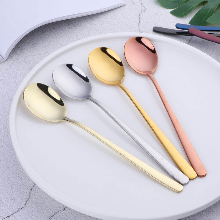 buyer-star-21cm-stainless-steel-dinner-spoon-6-piece-colorful-rainbow-long-handle-ice-cream-dessert-tea-coffee-spoon-flatware