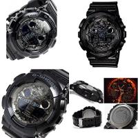 นาฬิกาลายพราง G-SHOCK ทหารพลเรือน CASIO นาฬิกาข้อมือกันน้ำ Ana-Digi 20 ATM 20 ATM สำหรับผู้ชาย (GA-100CF-1A GA-100CF-1A9 GA-100CF-8A GA-100CF-8AER) (GA-100CF-1A สีดำเงิน)