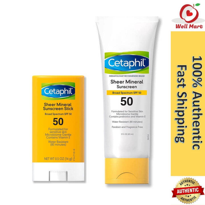 Cetaphil Sheer Mineral Sunscreen SPF50 Lotion 89ml / Stick 14g Lazada