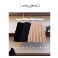 COD ◑๑ CUZ81VG V SHOP Knitted skirt female high-waist pleated A-line puff skirt age-reducing twist all-match soft wool short skirt