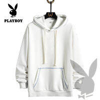 PLAYBOY ฤดูใบไม้ร่วง Hooded เสื้อแขนยาวแฟชั่นผู้ชายเสื้อลำลองสีทึบคุณภาพสูง Hooded Sweatshirt