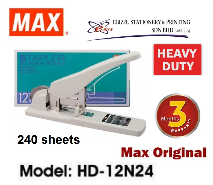 Max HD-12N/24 Heavy Duty Stapler (50-240 Sheets Capacity)