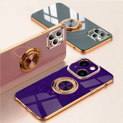 Luxury Silicone Holder iPhone 12 13 14 X XR 8 With Rotate Kickstand Shockproof Cover