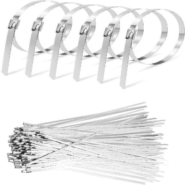 100Pcs 3.9/5.9/7.9/11.8 Inch Long Stainless Steel Zip Ties Metal Cable