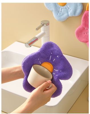 hotx 【cw】 Coral Fleece Hand Scouring Reusable Cleaning Absorption Drying Accessories