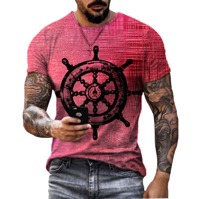 Summer hot-selling fashion trend mens compass 3D printing T-shirt summer cross wind T-shirt short sleeve fashion streetwear