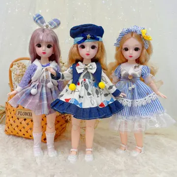 New 28cm Anime Doll Full Set 1/6 Bjd Doll with Clothes Suit and Headdress  Girls Dress Up Toy Gifts