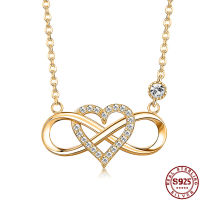 GOMAYA Express Infinite Love Lovers Necklace For Women Inlay Cubic Zircon Real 925 Sterling Silver Pendent Necklace Fine Jewelry