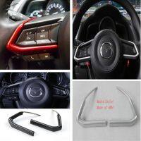 Yimaautotrims Auto Steering Wheel Decoration Strip Cover Trim 2 Pcs Fit For Mazda CX-3 CX3 2015 - 2021 / ABS Interior Mouldings