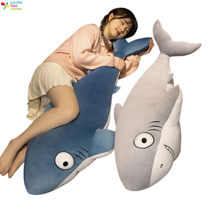 lt-ขายดี-หมอนอิงโซฟาหมอนอิงนอนตุ๊กตาสัตว์ยัดไส้นุ่มตุ๊กตาผ้ากำมะหยี่ของเล่นตุ๊กตาฉลามครั้งใหญ่สำหรับ-kado-ulang-tahun-cod