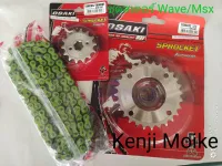 ชุด โซ่ สเตอร์ เลส ชุบเงิน ( 14-28-120L โซ่สีเขียว ) OSAKI แท้ เบอร์ 420 สำหรับรถ WAVE125S WAVE125R WAVE110i รุ่นแรก-2018 WAVE125I รุ่นแรก-2017 MSX125 W100S 2005-2008 U-BOXDREAM125 MSX125 DREAM SUPERCUP 2016-2017 ไฟหน้าเหลี่ยม DEMON125 เวฟ110i เวฟ125