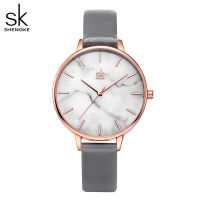 Shengke Emerald Dial Women Watch Rosegold Stainless Steel Band Watch Marble Surface Reloj Mujer New Original Brand Watch forGirl