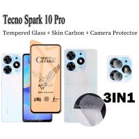 (3 In 1)Tecno Spark 10 Pro เซรามิกเคลือบฟิล์มบาง + ฟิล์มป้องกันเลนส์ + ฟิล์มป้องกันฟิล์มป้องกันด้านหลัง