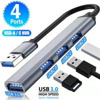 4พอร์ต USB Type C Extender Hub แท่นวางมือถือ USB3.0 OTG อะแดปเตอร์หลาย Splitter อุปกรณ์แล็ปท็อปสำหรับ Huawei Lenovo Macbook Pro