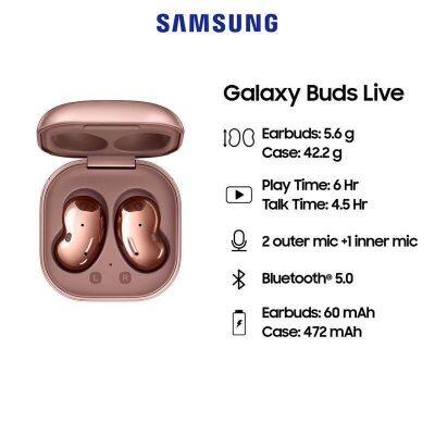 Samsung Galaxy Buds Live R180 หูฟังบลูทูธไร้สาย ชาร์จแบตไร้สาย เอียร์บัดหูฟัง TWS Bluetooth earbuds wireless charge