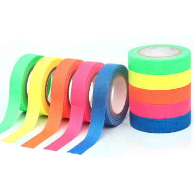 【cw】5PCS DIY UV Blacklight Reactive Glow Neon Fluorescent Cloth Tapes Safety Warning Birthday Party Home Bar Decoration Christmas