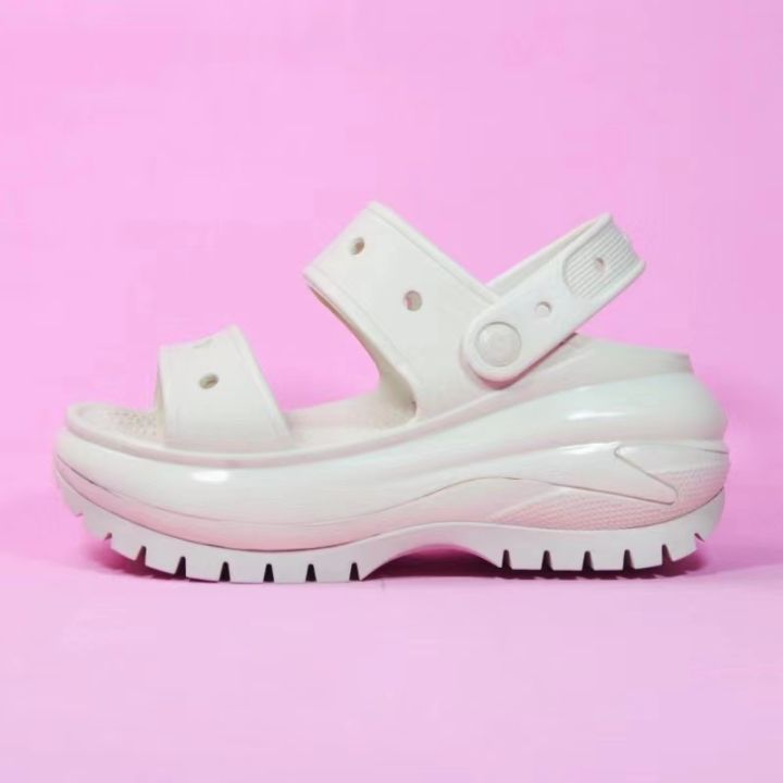 ready-stock-2023crocs-one-line-flip-flop-with-solid-color-versatile-sponge-cake-thick-sole-open-toe-casual-slippers