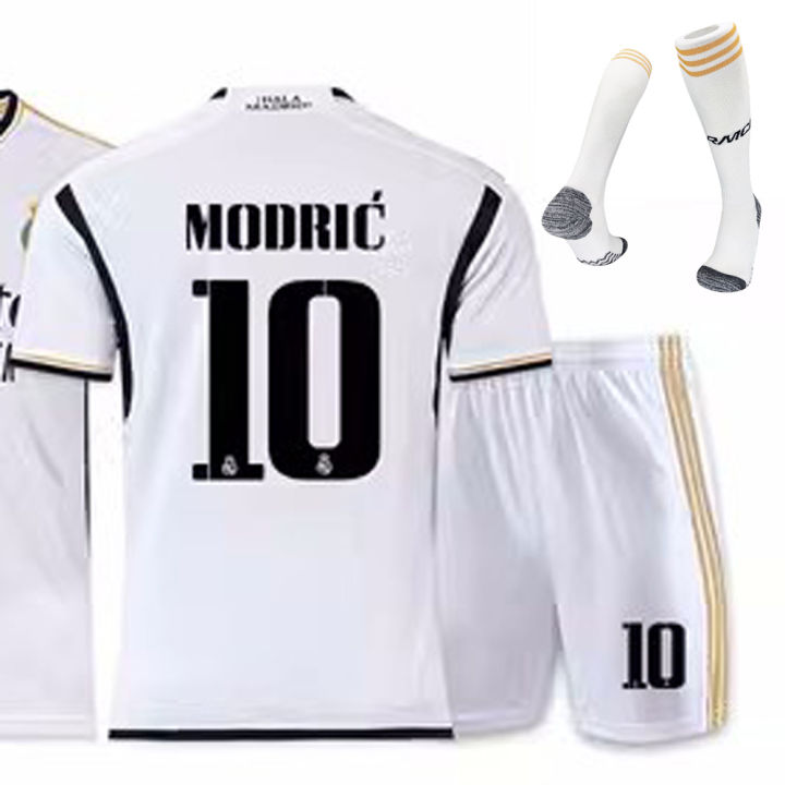 2023-24-cf-home-football-kids-jersey-kits-cristiano-ronaldo-benzema-modric-sports-shirts-sets-for-child-with-socks