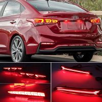 ไฟแอลอีดีสะท้อน Bemper Belakang สำหรับ Hyundai Solaris Accent 2ชิ้น2018ท้ายรถไฟตัดหมอกรถยนต์2019