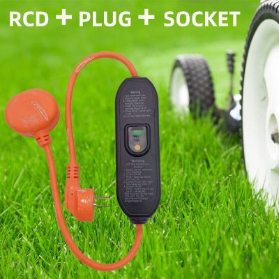 【LZ】 Cable 3.2 Foot Outdoor RCD Extension Cord with 1 Electrical Outlets 16A Grounded Plug Circuit Breaker for Protection safe Circui