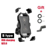 QC3.0 USB Charging 2022 Upgraded Motorcycle Phone Holder 15W Wireless Charger USB QC3.0 Fast Charging Bike Smartphone Stand 360 Cellphone Support