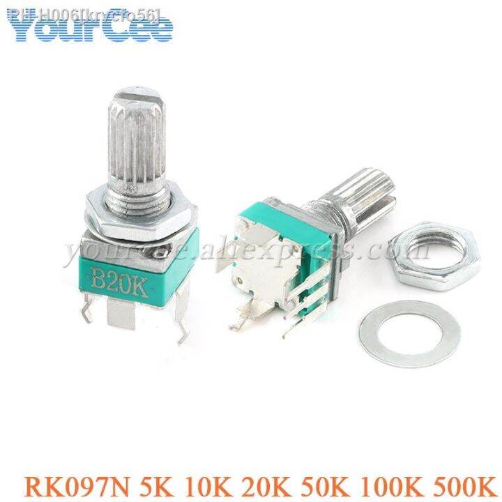 5pcs RK097G Dual Potentiometer 6pin 15mm B1K 5K 10K 20K 50K 100K 500K Shaft Audio Power Amplifier Sealed Rotary Potentiometer