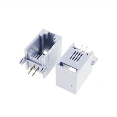 ℡ 10 pcs Telephone Single Port RJ11 RJ10 RJ9 Jack Modular Connector 4P4C Right Angle Through Hole PCB Solder Unshielded