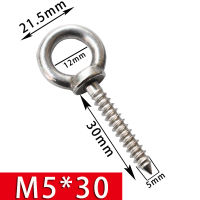 HQ ST01 Stainless Steel 304 Eye Nut Self Tapping Screw Sheep Eye Round Ring Self Tapping Screw Hook