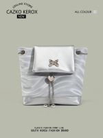 CAZKO KEROXY2K chain sweet cool girl backpack 2023 new mercerized leather high-end silver