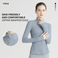 Yoga Shirts Jacket Women Quick-drying Breathable Elastic Stand-up Collar Pocket Long-sleeved Top Running Sports Fitness Clothes