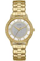 นาฬิกาข้อมือผู้หญิง GUESS Ethereal Gold Tone Stainless Steel Bracelet Ladies Watch W1013L2