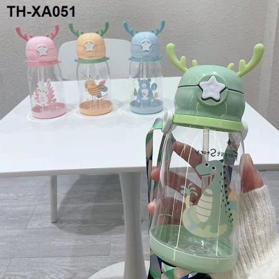 ♗ New web celebrity cartoon cup childrens large antlers plastic students gifts wholesale sippy cups