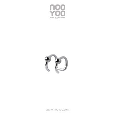 NooYoo ต่างหูสำหรับคนไม่เจาะหู Double Ring Ear Cuff Surgical Steel