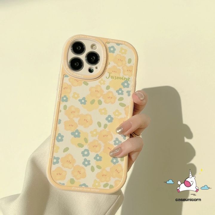 เคสโทรศัพท์มือถือ-tpu-นิ่ม-กันกระแทก-ปิดด้านหลัง-ลายดอกไม้สีเหลืองน่ารัก-สไตล์เรโทร-สําหรับ-iphone-11-7-8-plus-12-14-13-11-pro-max-x-xr-xs-max-6-6s-7plus-8plus-se-2020