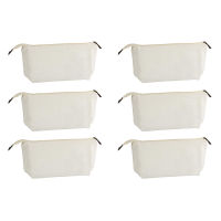 【cw】Multipurpose Cosmetic Bag with Zipper - 6-Pack Plain DIY Natural Make-Up Pouch, Cotton Canvas Travel Toiletries, ！